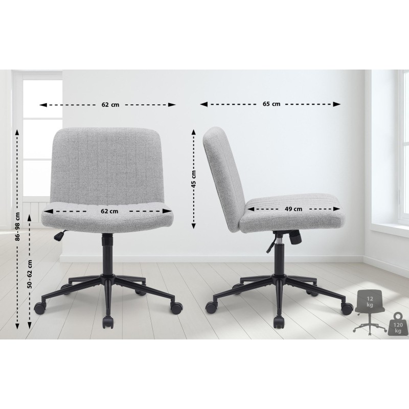 Silla de oficina Kingman en tela gris claro