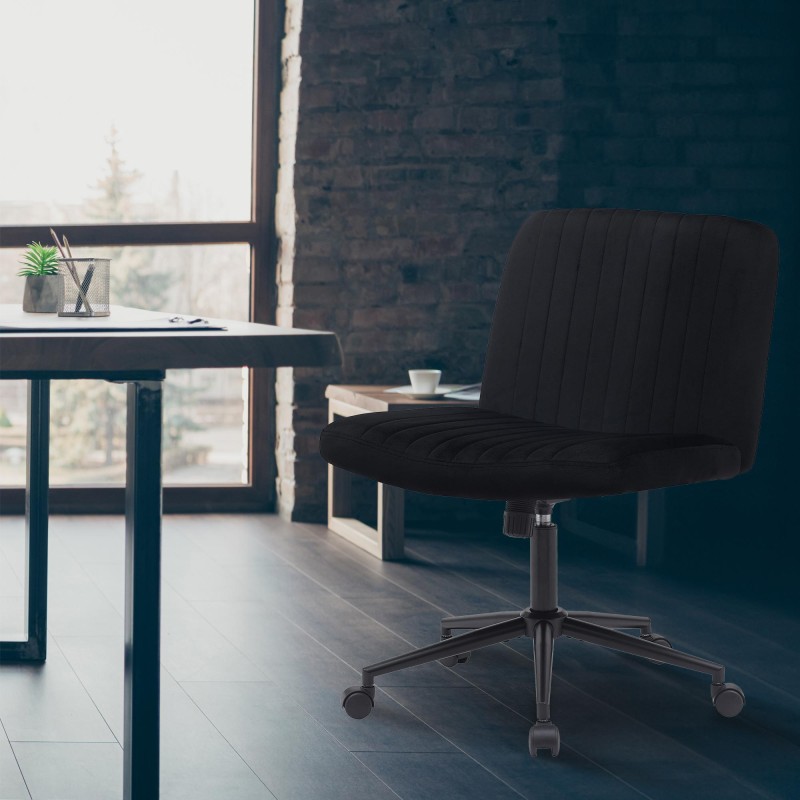 Silla de oficina Kingman en terciopelo negro