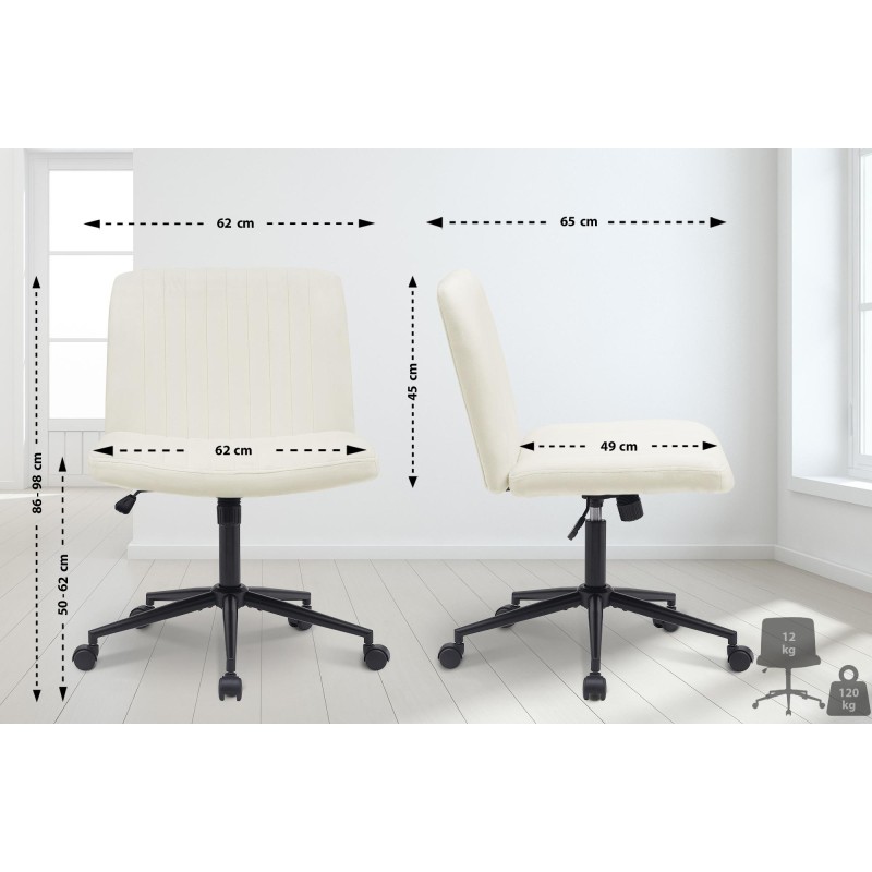 Silla de oficina Kingman de terciopelo color crema