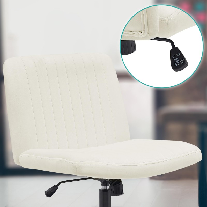 Silla de oficina Kingman de terciopelo color crema