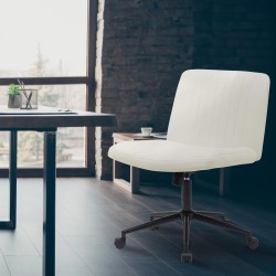 Silla de oficina Kingman de terciopelo color crema