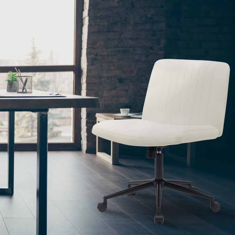 Silla de oficina Kingman de terciopelo color crema