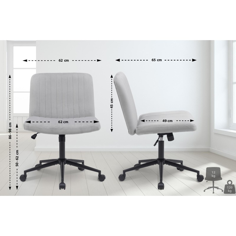 Silla de oficina Kingman de terciopelo gris claro