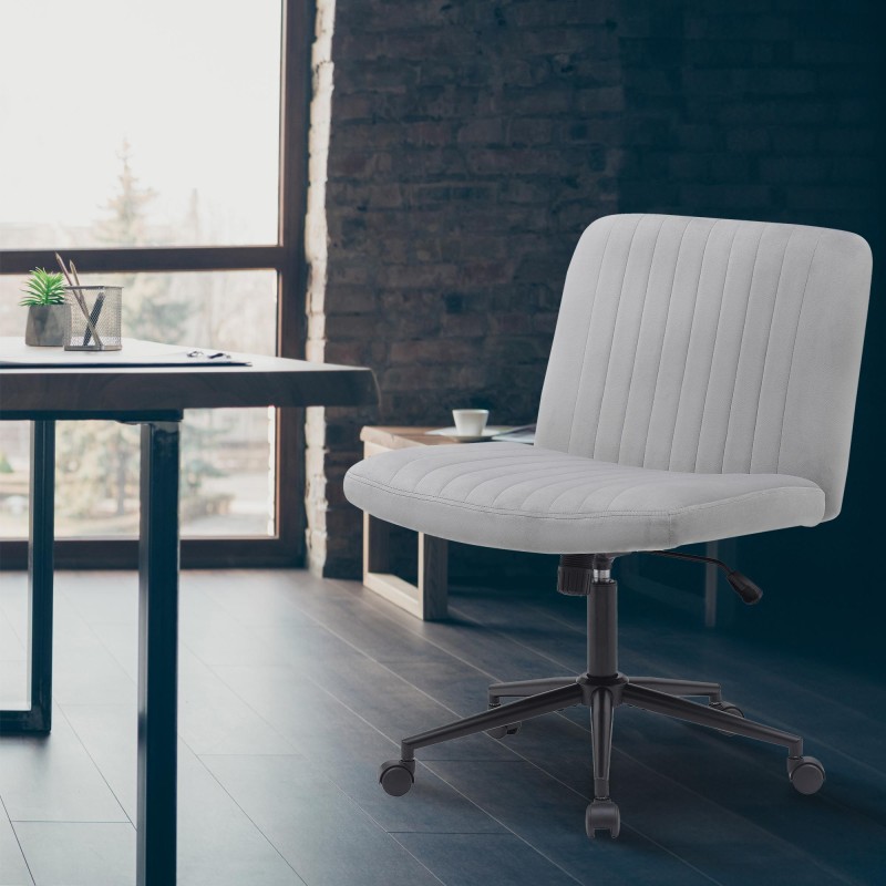 Silla de oficina Kingman de terciopelo gris claro