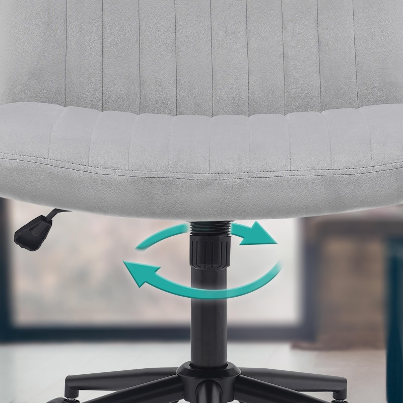 Silla de oficina Kingman de terciopelo gris claro