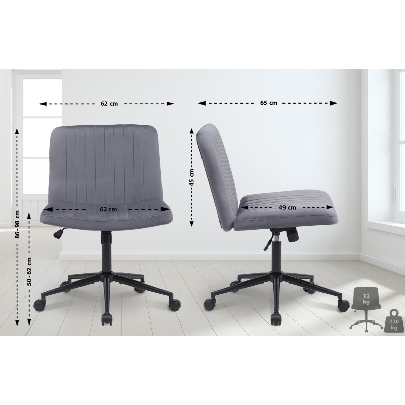 Silla de oficina Kingman de terciopelo gris oscuro