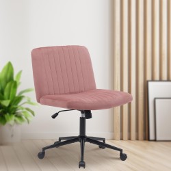 Silla de oficina Kingman en terciopelo rosa