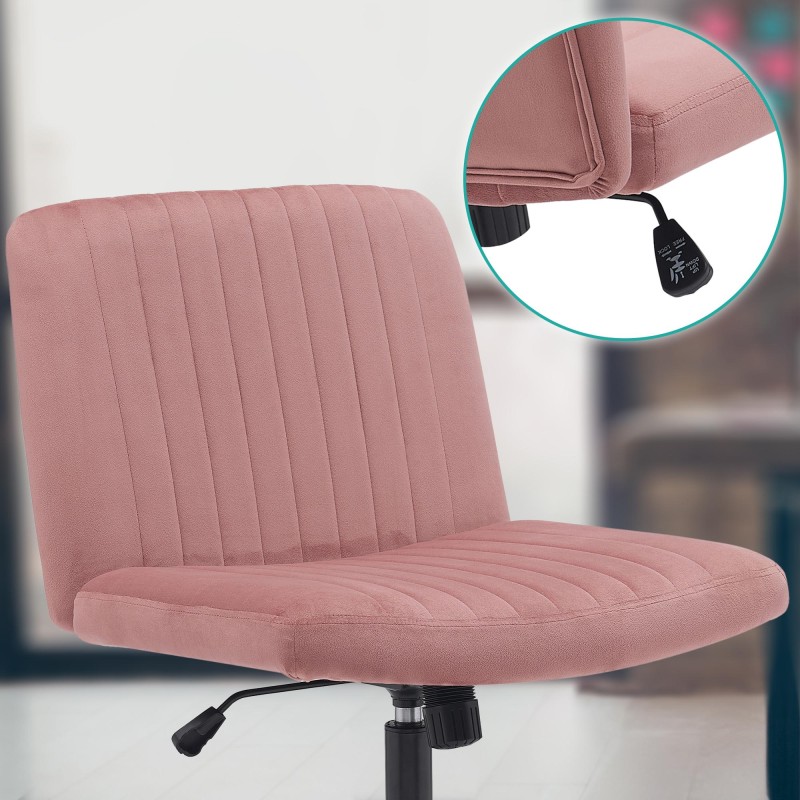 Silla de oficina Kingman en terciopelo rosa