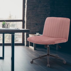 Silla de oficina Kingman en terciopelo rosa