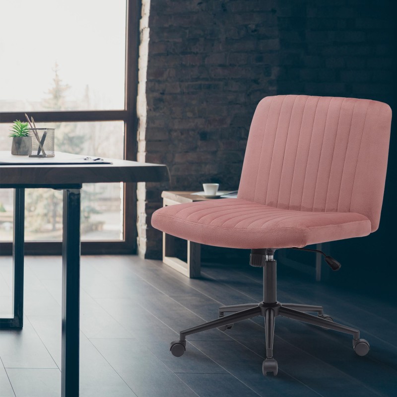 Silla de oficina Kingman en terciopelo rosa