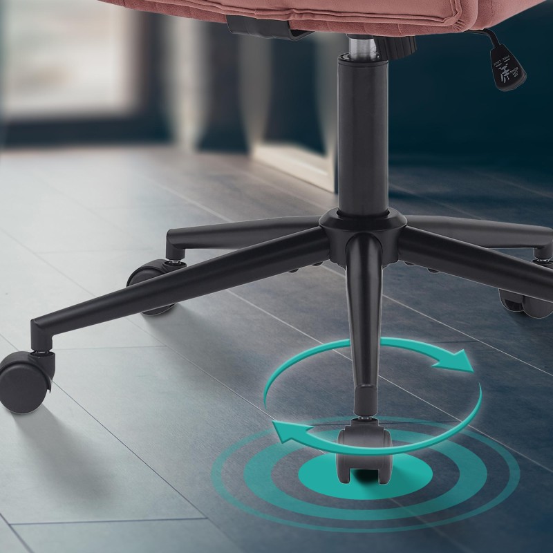 Silla de oficina Kingman en terciopelo rosa