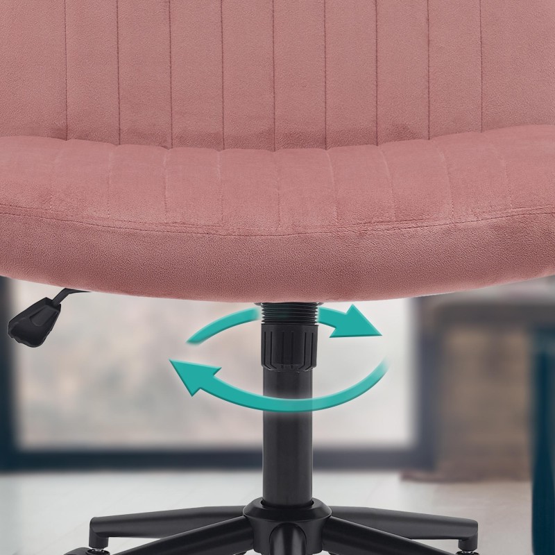 Silla de oficina Kingman en terciopelo rosa