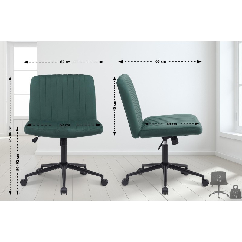 Silla de oficina Kingman en terciopelo verde