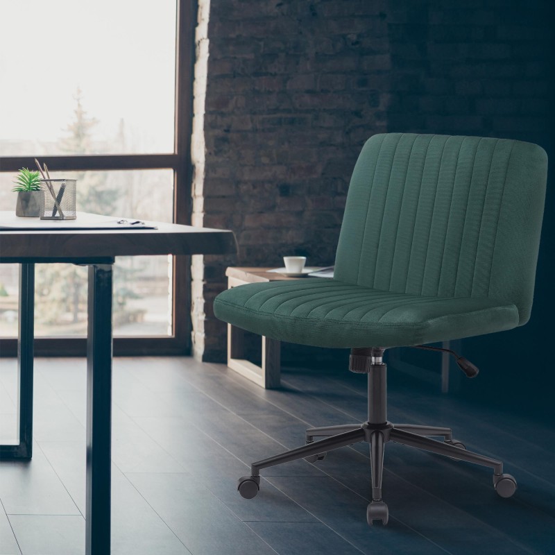 Silla de oficina Kingman en terciopelo verde