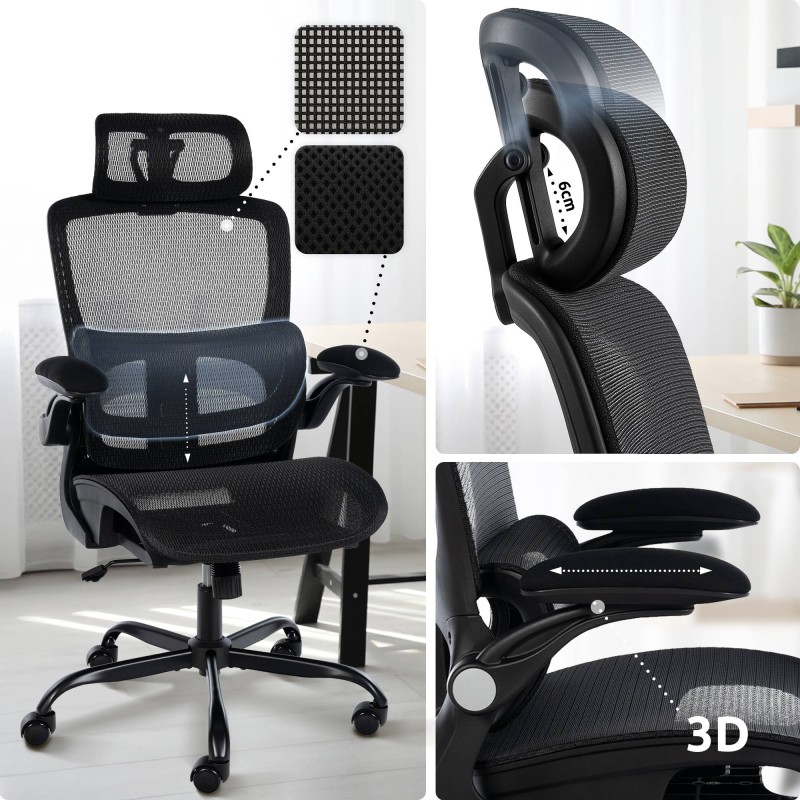 Silla de oficina negra Kaylee