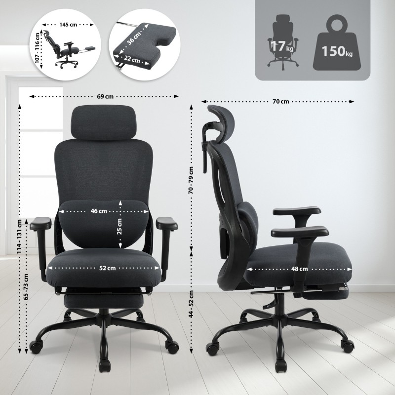 Silla de oficina Leesburg negra/negra