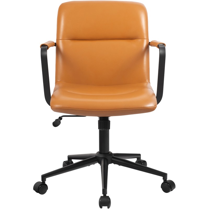 Silla de oficina Hilda, piel auténtica, color marrón