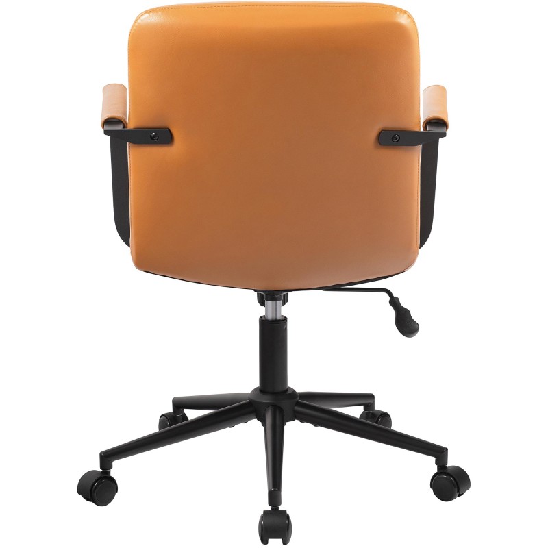 Silla de oficina Hilda, piel auténtica, color marrón