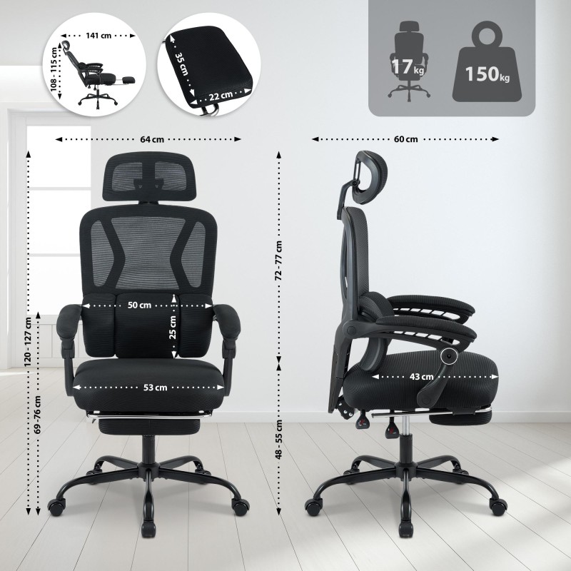 Silla de oficina negra Liberton