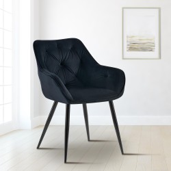 Silla de visita Cassis en terciopelo negro