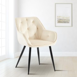 Silla de visita Cassis en terciopelo color crema