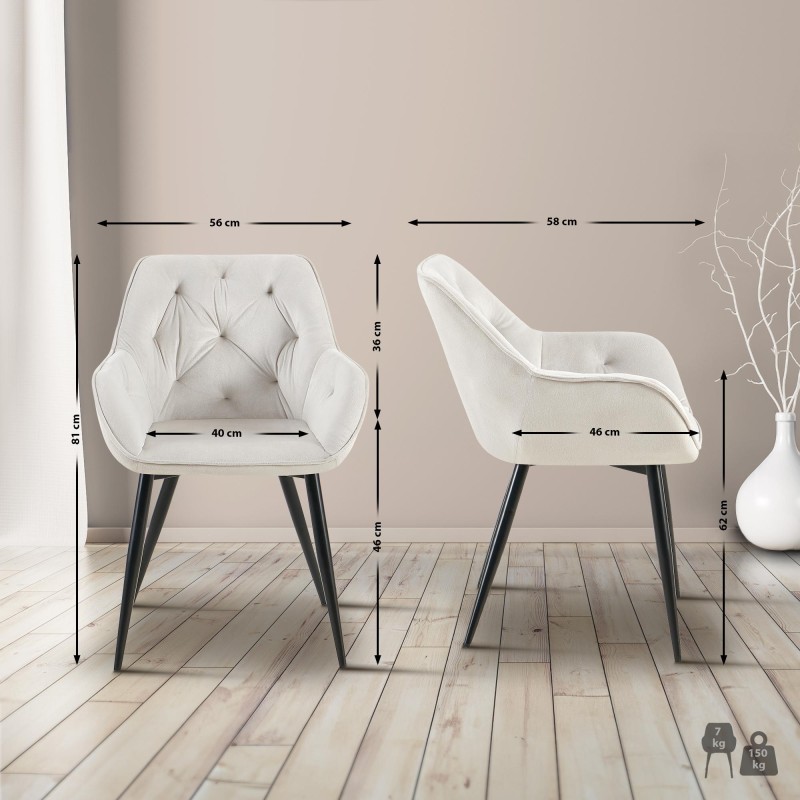 Silla de visita Cassis en terciopelo gris claro