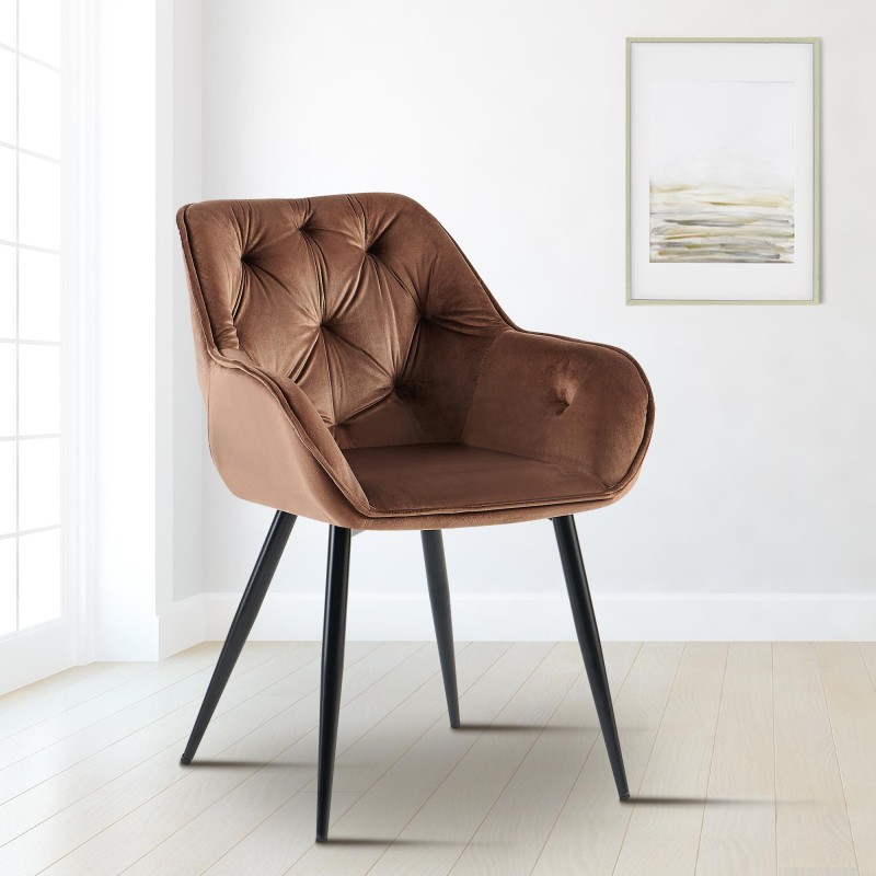 Silla de visita Cassis de terciopelo marrón