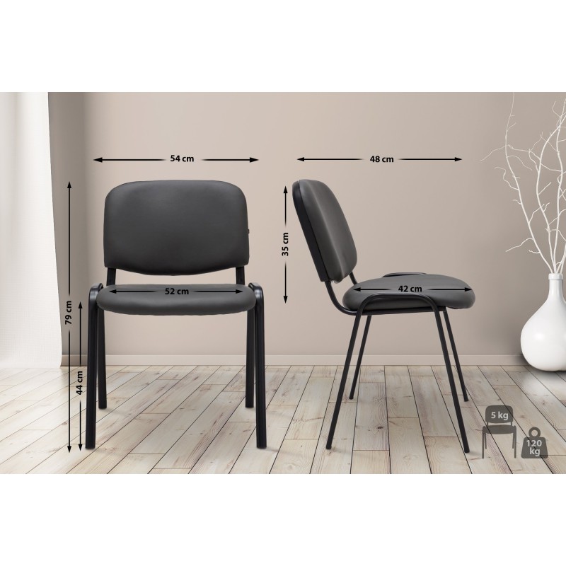 Silla de visita Ken en piel sintética gris