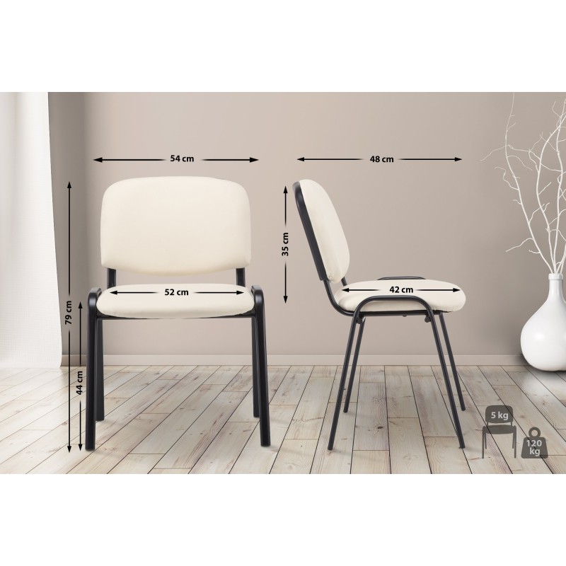 Silla de visitas Ken de piel sintética color crema