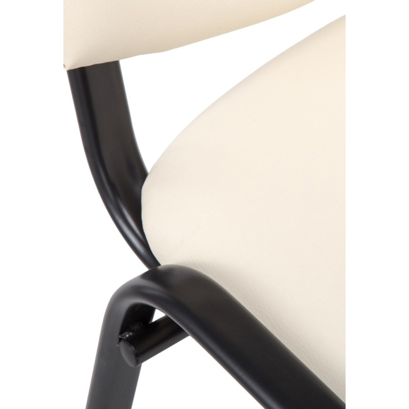Silla de visitas Ken de piel sintética color crema