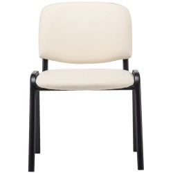 Silla de visitas Ken de piel sintética color crema