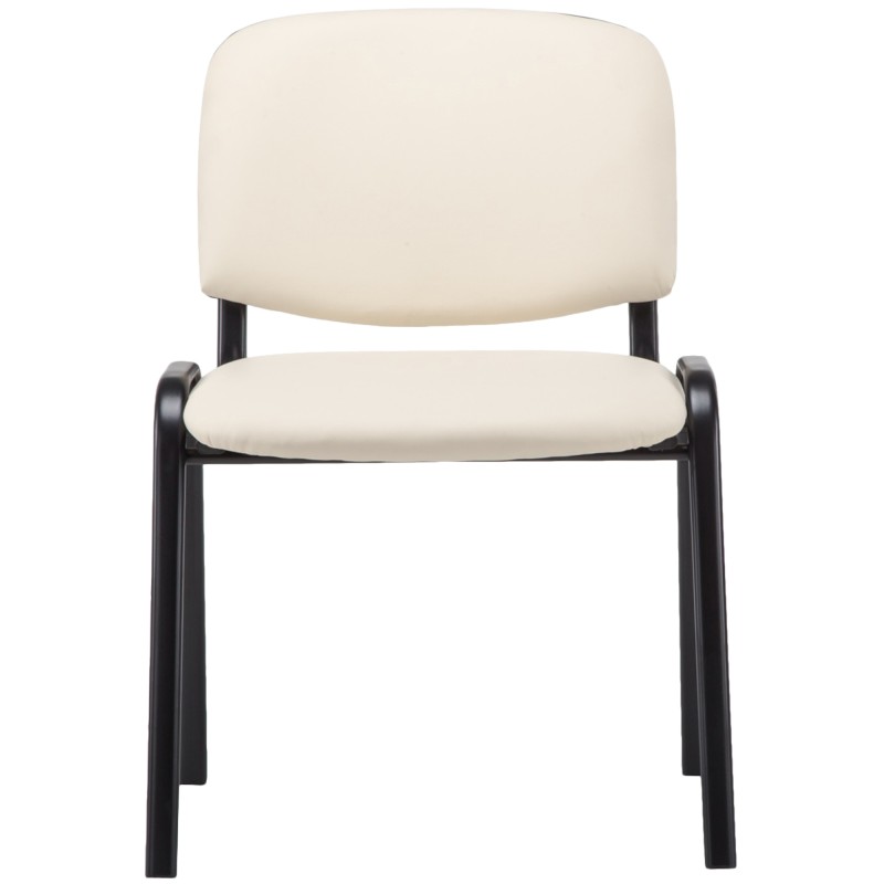 Silla de visitas Ken de piel sintética color crema