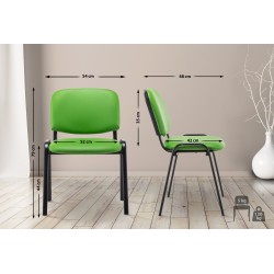 Silla de visita Ken en piel sintética verde