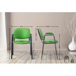 Silla de visita Ken PRO en piel sintética verde