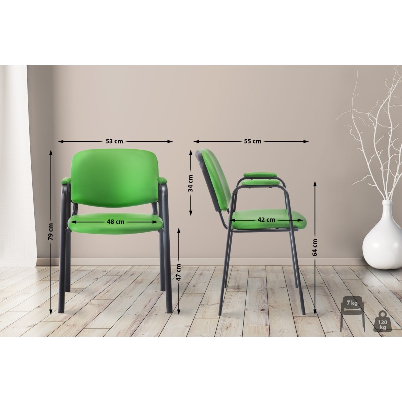 Silla de visita Ken PRO en piel sintética verde