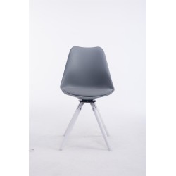 Silla de visita Troyes giratoria blanca redonda gris