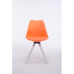 Silla de visita Troyes giratoria blanca redonda naranja