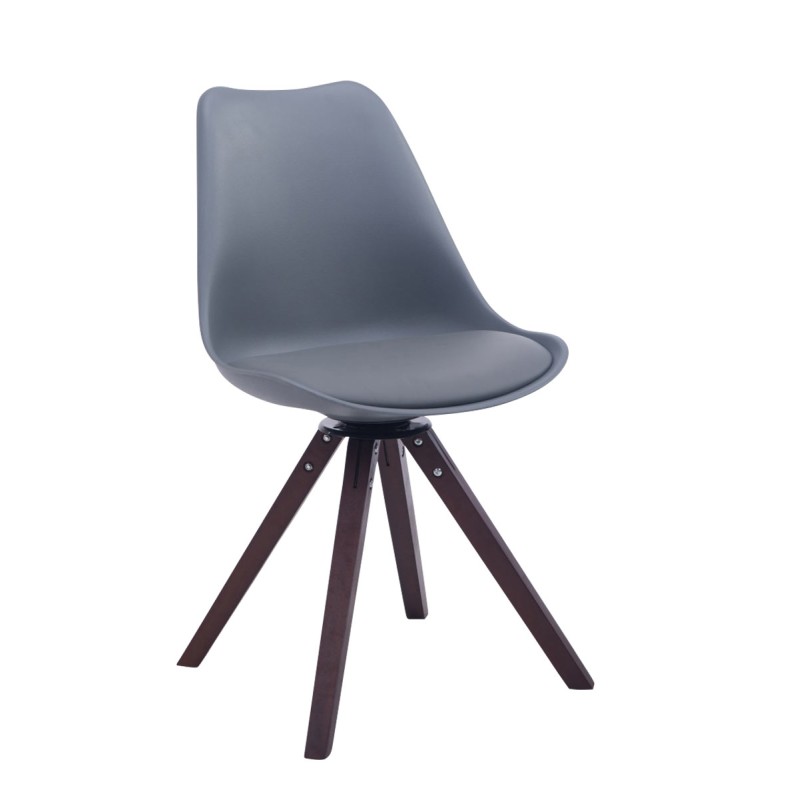 Silla de visita Troyes giratoria cuadrada de nogal gris