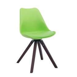 Silla de visita Troyes giratoria nogal verde cuadrada