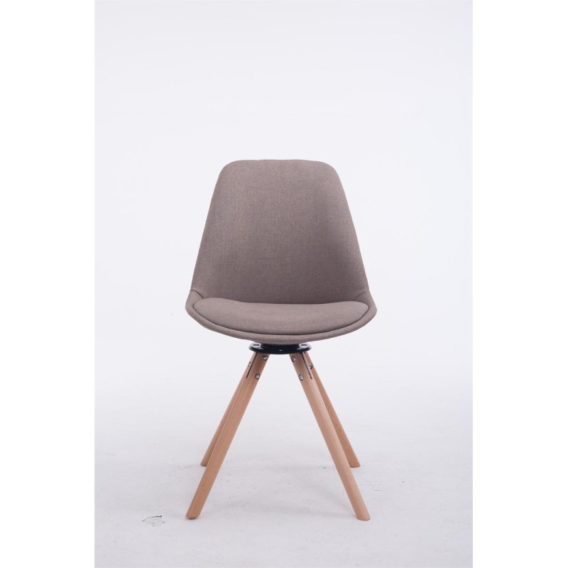 Silla de visita giratoria Troyes Natura redonda de tela color topo