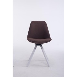 Silla de visita Troyes giratoria de tela blanca redonda marrón
