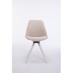 Silla de visita Troyes, giratoria blanca, redonda, tela color crema