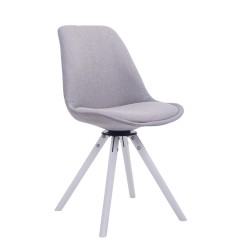 Silla de visita Troyes giratoria de tela blanca redonda gris