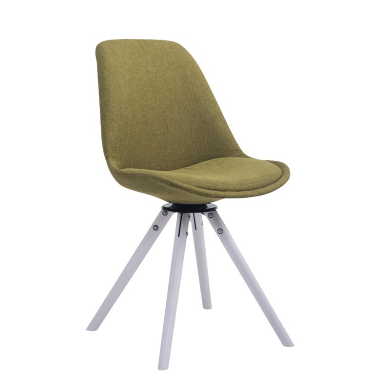 Silla de visita Troyes giratoria de tela blanca redonda verde