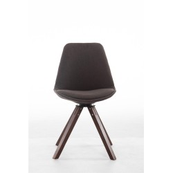 Silla de visita giratoria Troyes en nogal con tejido Square gris oscuro