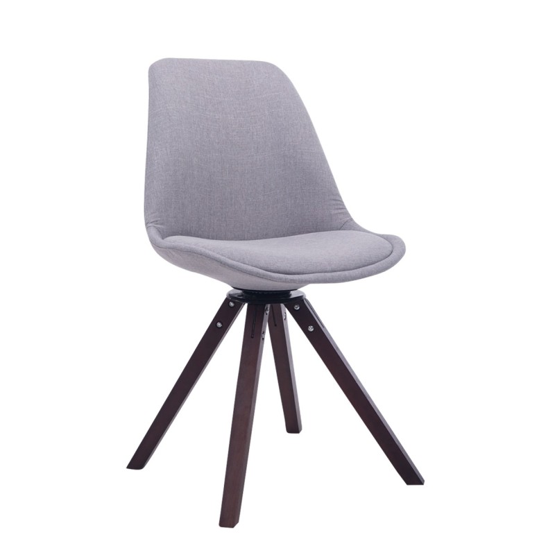 Silla de visita Troyes giratoria de tela nogal cuadrada gris