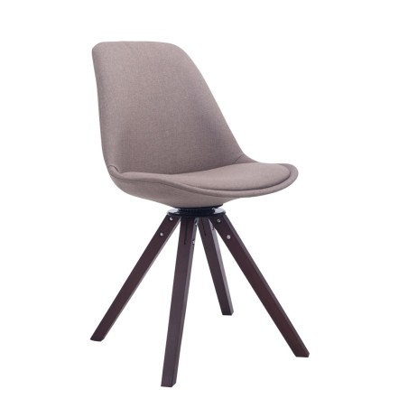 Silla de visita Troyes giratoria de tela nogal cuadrada gris topo