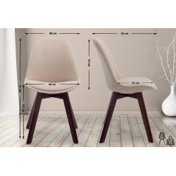 Silla de visita Borneo V2 en nogal y tela color crema