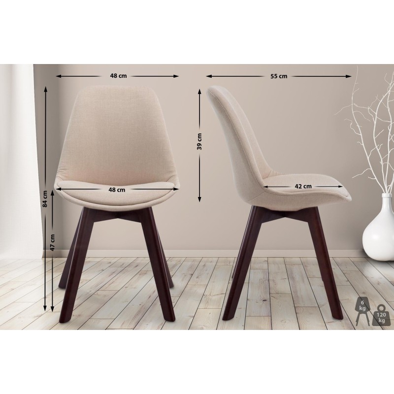 Silla de visita Borneo V2 en nogal y tela color crema