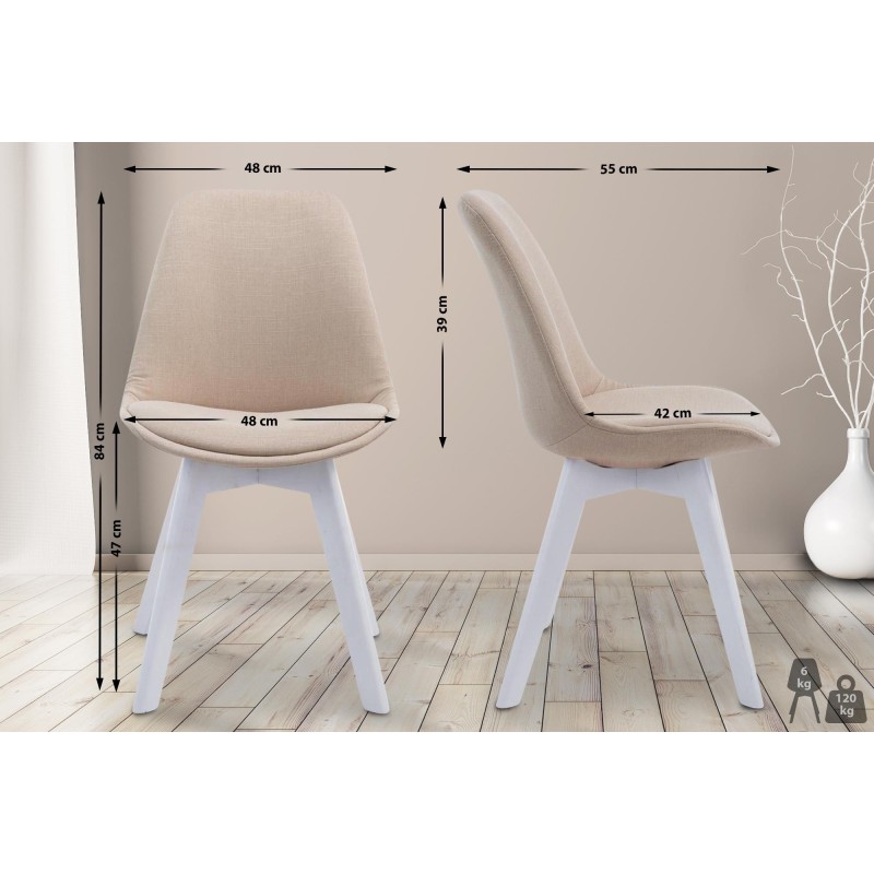 Silla de visita Borneo V2 en tela color blanco crema